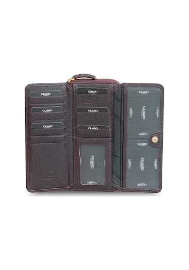 Guard Mat Bordo Hakiki Deri Kadın Cüzdanı P1263 Bordo