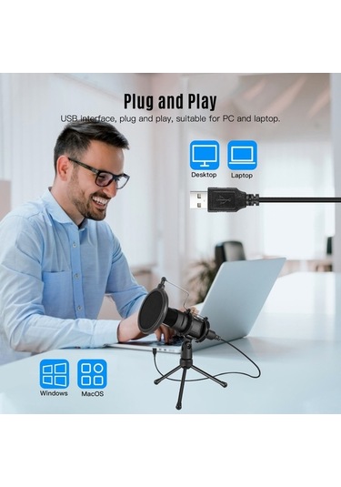 Pazly E300a Usb Mikrofon: Prof. Ses Kalitesi, Siyah, Video Konferans Ve Canlı Yayınlar İçin