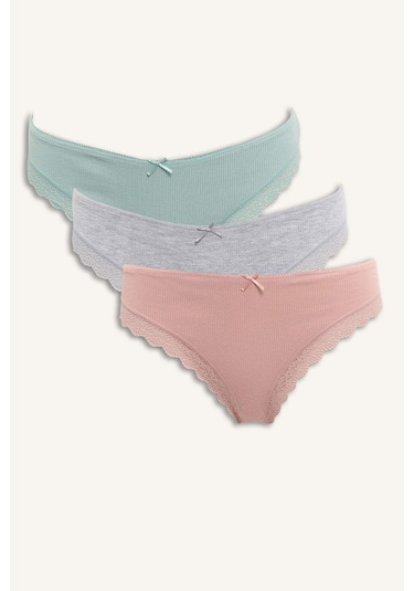 Defacto Dantel Detaylı Ribana 3'lü Brazilian Külot-fall İn Love D8672AX25AUGR93 Gri