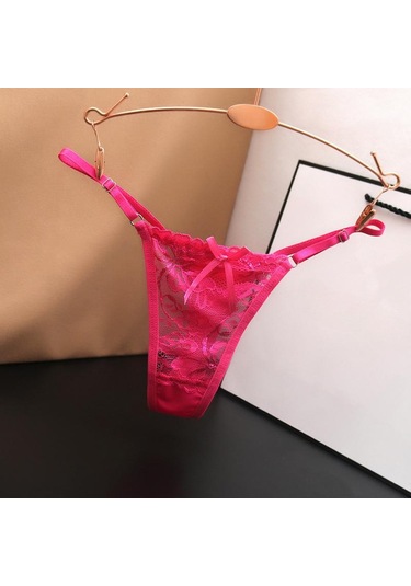 Gül Hottie Ayarlanabilir Ince Kayış Thongs Düşük Bel Şeffaf Dantel Külot G-string Külot Kadın İç Çamaşırı Gül