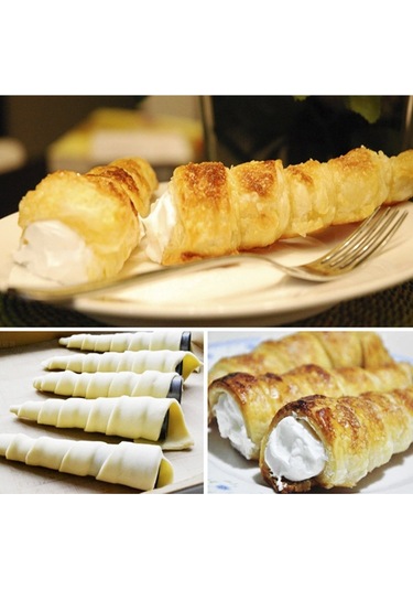 Sones 5 Adet Koni Rulo Kalıpları Paslanmaz Çelik Spiral Nozul Kruvasan Pasta Kreması Boynuz Kek Kalıbı