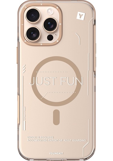 İphone Uyumlu 16 Pro Kılıf Magsafe Şarj Özellikli Çıkarılabilir Arka Yüzeyli Youngkit Mecha Desert Gold