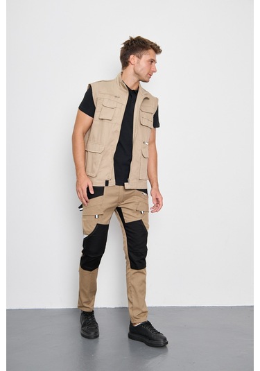 Orange Safety Bej Takım Paris Harman Karışımı Yelek + Pantolon 001