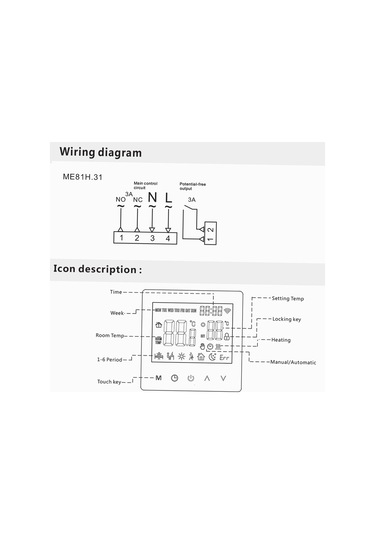Akıllı Termostat Su / Gaz Kazanı Dijital Sıcaklık Kontrol Beyaz