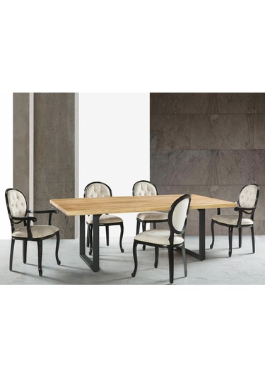 Madalyon Kolçaklı Kapitoneli Sandalye Siyah