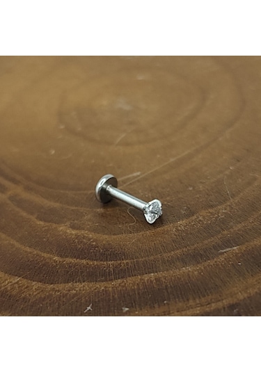 Aya Tasarım Gümüş Renk 6mm Zirkon Taş Helix/kıkırdak Piercing Gümüş