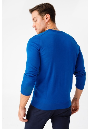 Desen Triko Erkek Basic Sıfır Yaka İnce Triko Kazak 02421603 Saks