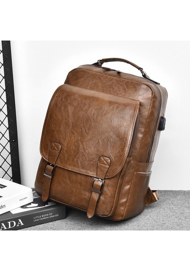 Novahub B677 Usb Şarj Delikli Su Geçirmez Kapasiteli İş Sırt Çantası Kahverengi Kahverengi