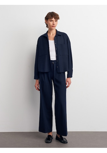 Dilvin 50522 Oversize Gömlek-lacivert Lacivert