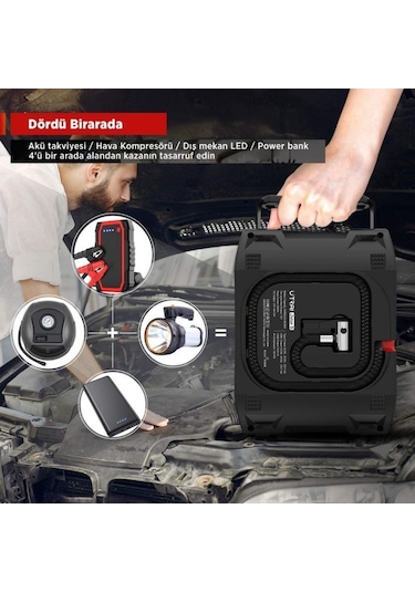 Utrai Jstar 5 24000 mAh 2000A Jump Starter + Lastik Şişirme Pompası Taşınabilir Akü Takviye Cihazı Seti