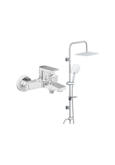 ECA Dalia Banyo Bataryası+T-MAY Banyo Çamlıca Kare Tepe Duş Takımı Seti Paslanmaz Krom