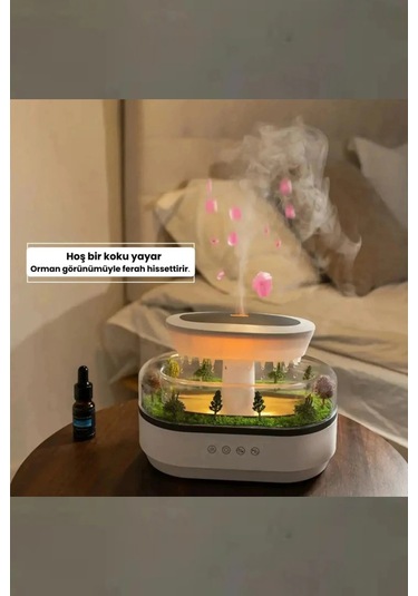 Leerfei 286 Yağmur Damlası Aroma Difüzör, 6 Renk Işıklı Hava Nemlendirici Ve Dinlendirici Sesler