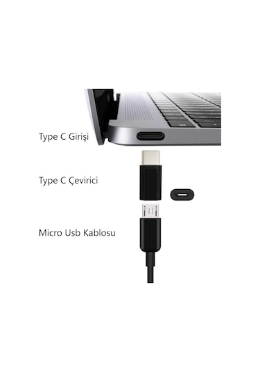 Micro Usb Type C Çevirici Type-C Dönüştürücü Otg Adaptör 3'Lü