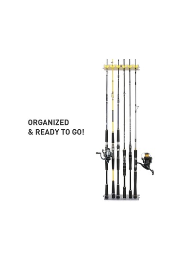 6 Olta İçin Olta Rafı Duvara Monte Olta Kamışı Depolama Raf Standı Tutucu - Sarı