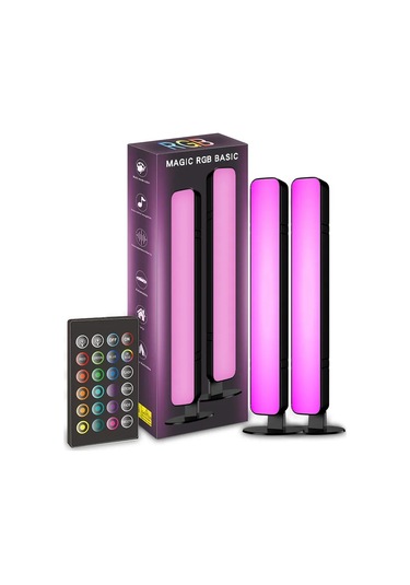 Xiyyadms 2 Adet Rgb 7 Renkli Oda Bilgisayar Masaüstü Müzik Sesli Işık Lambası 24 Tuş Kumanda, Siyah, Usb Siyah