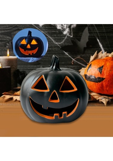 Homyl Cadılar Bayramı Balkabağı Işıklı Dekoratif Heykelcik 21x19x23 Cm