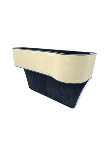 Yaozixa Araba Koltuk Aralığı Depolama Kutusu - Pu Deri Kaliteli, Usb Portlu, Telefon Anahtar Cüzdan Saklama, Bej Yolcu Tarafı