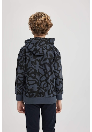 DeFacto Erkek Çocuk Oversize Geniş Kalıp Desenli Kapüşonlu Sweatshirt C0355A823CWAR153 DeFacto Erkek Çocuk Oversize Geniş Kalıp Desenli Kapüşonlu Sweatshirt C0355A823CWAR153