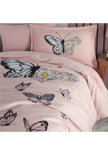 Clasy Ranforce Nevresim Takımı Tek Kişilik Daisy Love V2 Somon