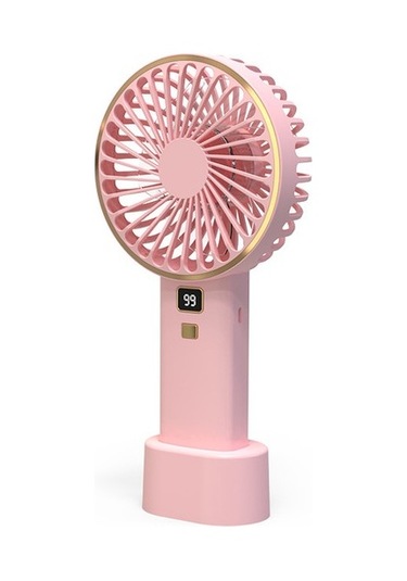 Yeni Usb Dijital Ekran Fanı El Masaüstü Taşınabilir Elektrikli Fan Şarj El Mini Elektrikli Fan Elektrikli 9770 Açık Pembe