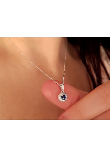 Sirius 0.30 Karat Pırlanta Ve Safir Taşlı 18K Kolye 0804P0161