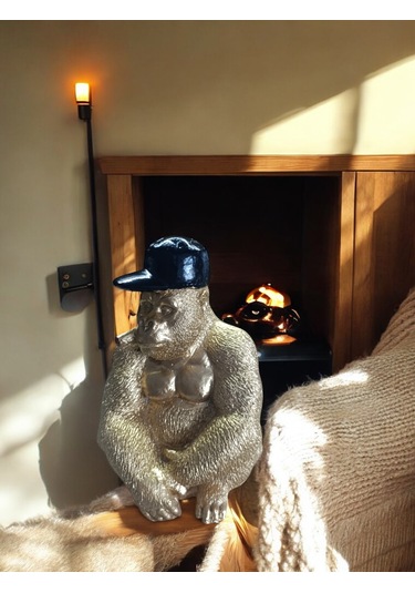 10cm -18cm Ebatlarında Kırılmaz Polyester,sarı Renk Goril Biblo