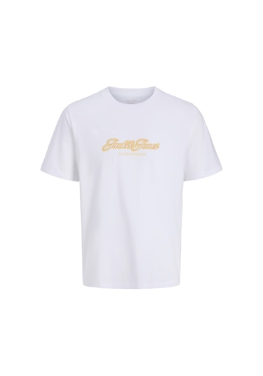 Jack & Jones Erkek Gögüs Logo Baskili Tisört - Catskill - 12297893 Beyaz