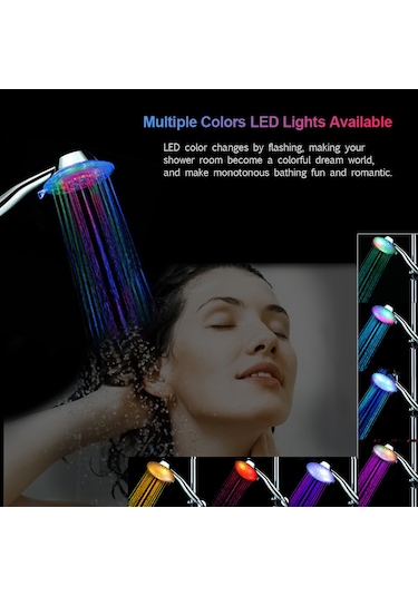 Lemestar Rgb Renkli Led Duş Başkanı - Su Akışı İle Çalışır, Sıcaklık Tespiti Ve Renk Değişimi Özelliği Diğer