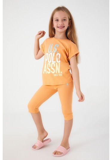 U.S. Polo Assn. Koyu Sarı Kız Çocuk Tayt Takım Sarı
