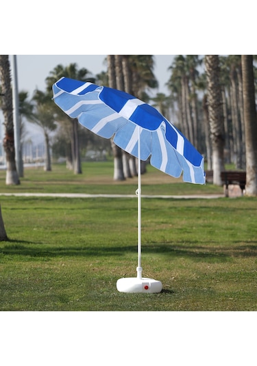 Mavi Beyaz Plaj Şemsiyesi 200 Cm Ø