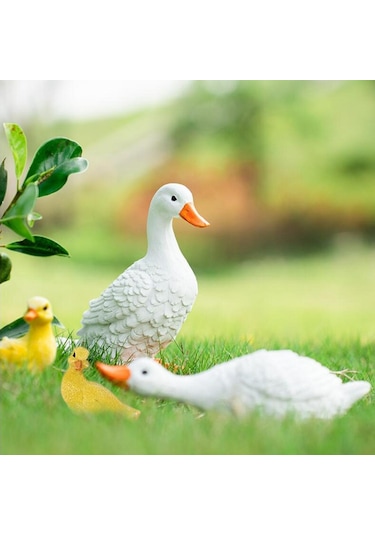 Maotai 4 Adet Komik Ördek Heykelleri Figürinler Havuz Arka Bahçesi Sarı Beyaz Için Dekorasyon