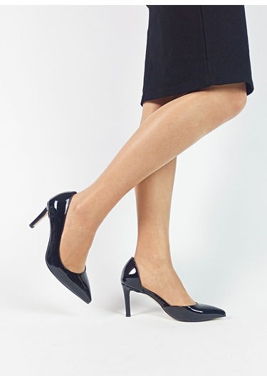 Siyah Renk Rugan Karnıyarık İnce Topuk Kadın Stiletto Siyah