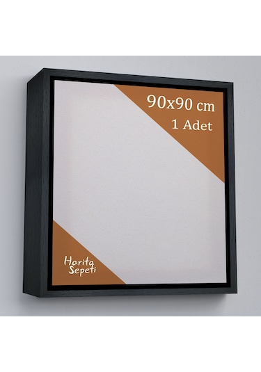 Siyah Çerçeveli Tuval 90 x 90 CM Kare Profesyonel %100 Pamuk Boş Tablo