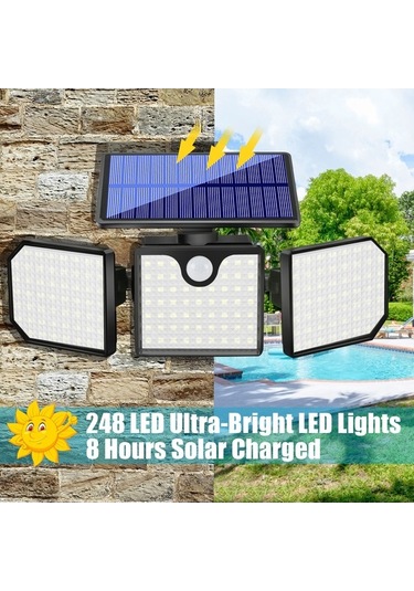 Createtech Sensörlü Duvar Işığıyla Güneş Enerjili Bahçe Aydınlatma