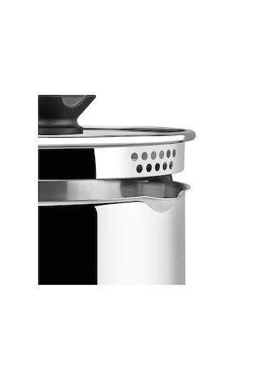 Nehir Roma 22 Cm Paslanmaz Çelik Süzgeç Kapaklı Fonksiyonel Derin Tencere