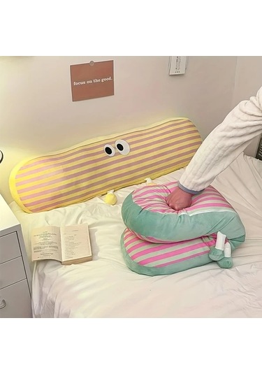Elmpaly Yan Yataklar İçin Uzun Çizgi Yastık Yatak Kanepe Desteği Sarı El Yıkama Sarı
