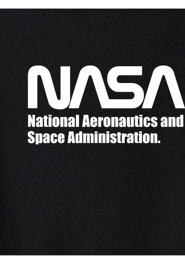 Erkek Siyah Oversize Nasa Uzay Baskılı T-shirt Siyah-68388