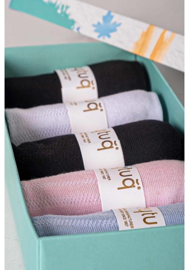 Aytuğ Kadın Bambu Soket Çorap 5 Çift Özel Kutulu, 5 Renk 34018 Renkli Çok Renkli