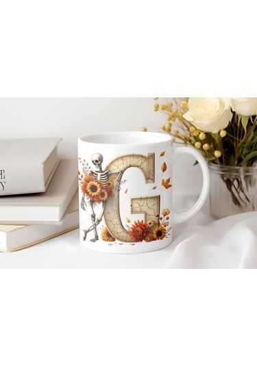 G Harfi Pembe Kareli Kalpli Göz Emojili Kupa Bardak Eğlenceli Kareli Tasarım Kahve Çay Kupası Beyaz