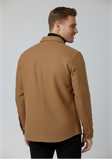 Deepsea Erkek Kahve Çıtçıtlı Kısa Kaşe Mont 2500559 Kahverengi