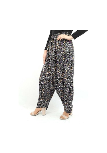 Özözkanlar Çiçekli Yöresel Jarse Yukarıdan Ağlı Şalvar Çok Renkli