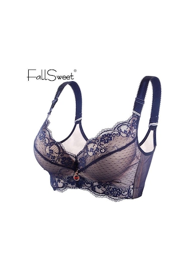 Siyah Fallsweet Eklemek İki Fincan Sütyen Balenli Push Up Yastıklı Sütyen Kadınlar İçin Dantel Artı Boyutu Sütyen Siyah