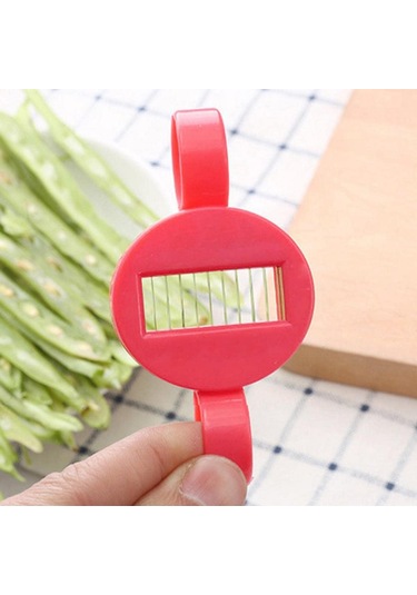 Reedark 2'li Paket Yeşil Fasulye Dilimleyici, Fransız Stili Uzun Fasulye Kesici, Paslanmaz Çelik Bıçaklı Mutfak Aleti Kırmızı