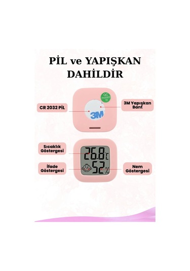 Mini Akıllı Sıcaklık Nem Ölçer Lcd Oda Termometre Duvara Takılabilen Masaüstü Isı Göstergesi Beyaz