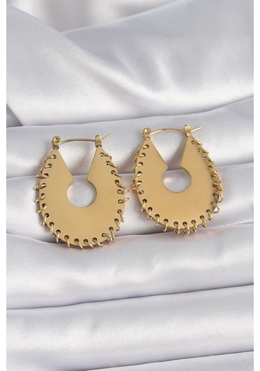 316l Çelik Gold Renk Kadın Küpe Çok Renkli