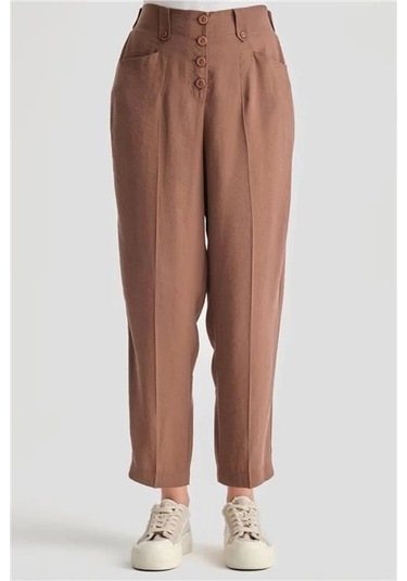 Armine Düğmeli Modal Pantolon 24k2621 Acı Kahve Kahverengi
