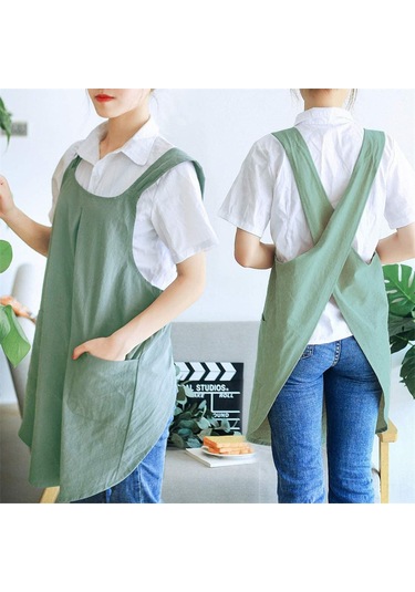 Hombey Kadınlar İçin Gri Tam Pamuk Ev Apronu, Pişirme Ve Pastacılık İçin Geniş Kesim, Logo Özelleştirilebilir, Kolay Kullanım Diğer