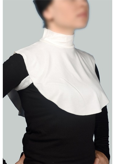 Altobeh Düz Balıkçı Yaka Boğazlı Penye Tesettür Kadın Yakalık Boyunluk - Ekru