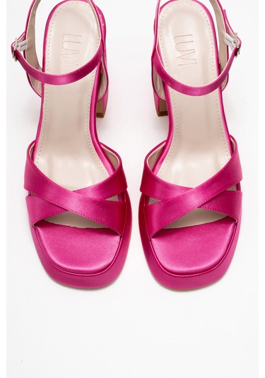 Luvishoes Lello Fuşya Saten Kadın Topuklu Ayakkabı Fuşya