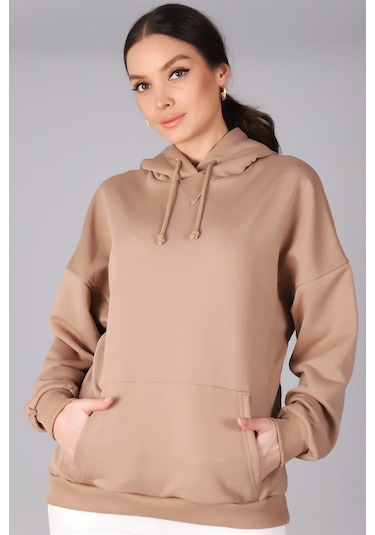Sweetness Kadın Bej Kapüşonlu Sweatshirt Bej